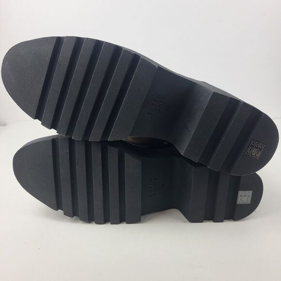 Eileen Fisher Tan Taupe Leather Lug Platform Ankle Booties Boots  Size 11 - Picture 14 of 15